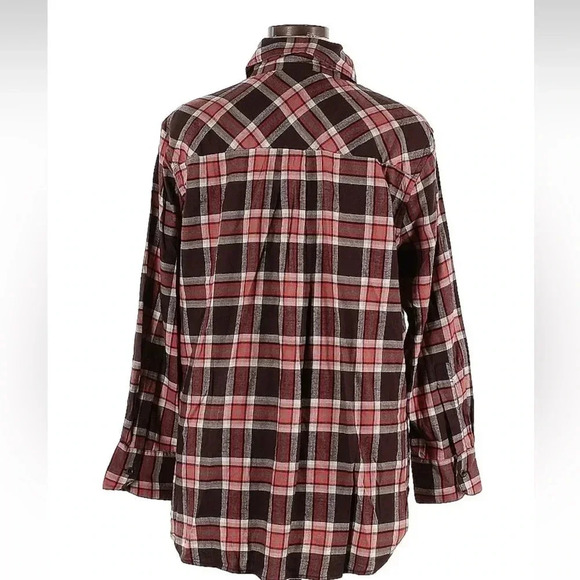 Lane Bryant Brown Plaid Long-Sleeve Button-Down Plaid Flannel Plus Size 14-16 XL - Picture 4 of 6